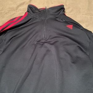 Men’s Red on Black Adidas Track Jacket with Red Stripes